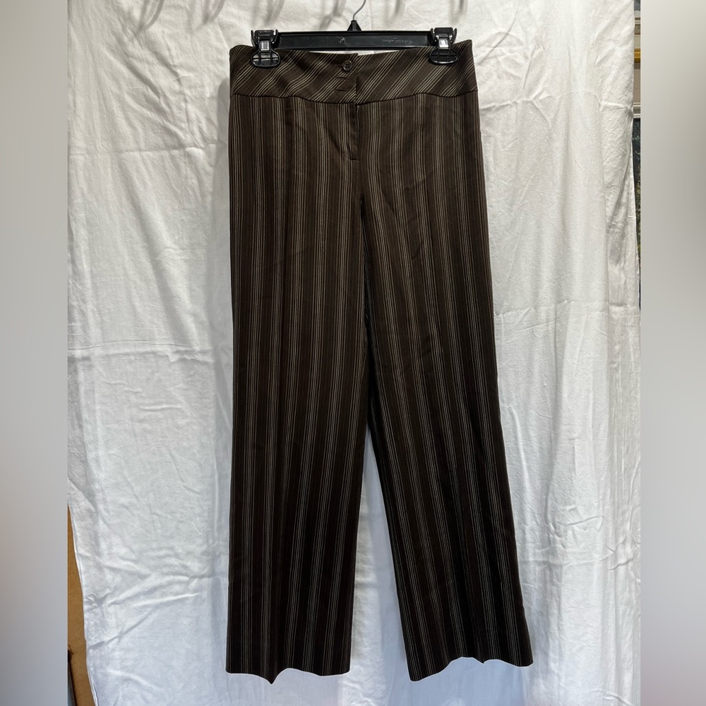 LOFT Brown Pinstriped Trousers with Cream Stripes